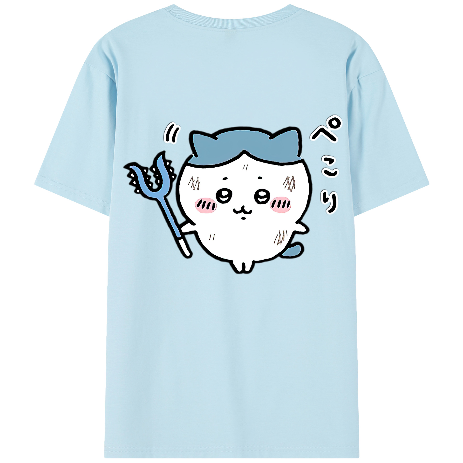 （画像用） ちいかわ ハチワレ Chii-kawa hachiware 綿100％半袖Tシャツ（背面プリント）